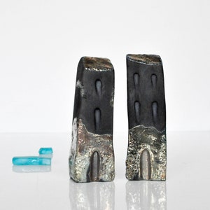 Raku Fired Ceramic Houses Set: Silver Glaze Home Decor