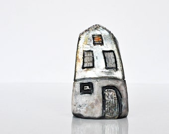 Studio Vitez Art: Handcrafted Silver Raku Ceramic House - Unique Ceramics, Raku Fired, Made in Croatia