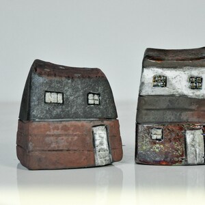 Raku Fired Ceramic Art House Handcrafted with White Windows Decorative Home Accent Unique Housewarming Gift from Vitez Art Croatia image 8