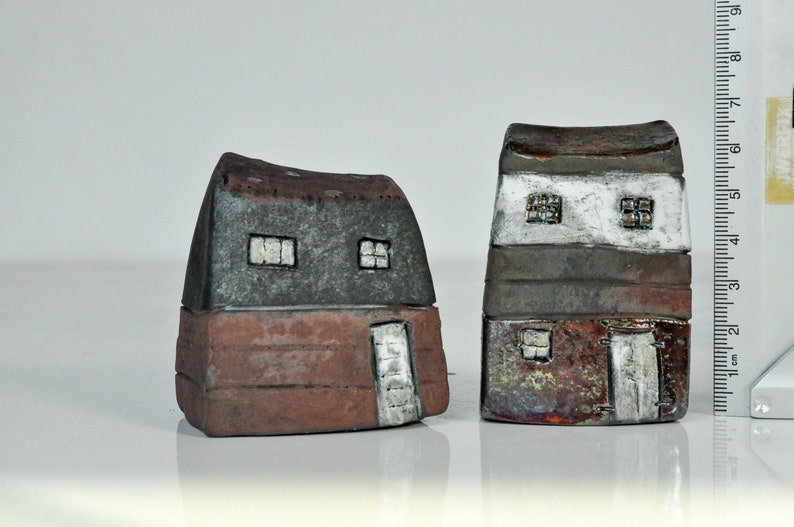 Raku Fired Ceramic Art House Handcrafted with White Windows Decorative Home Accent Unique Housewarming Gift from Vitez Art Croatia image 8