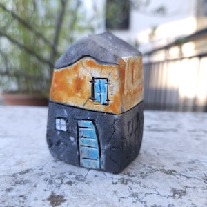Raku Fired Ceramic House: Hand Sculpted Cottagecore Decor
