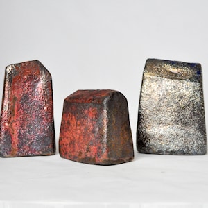 Handmade Raku Ceramic House Set: Minimalist City Buildings