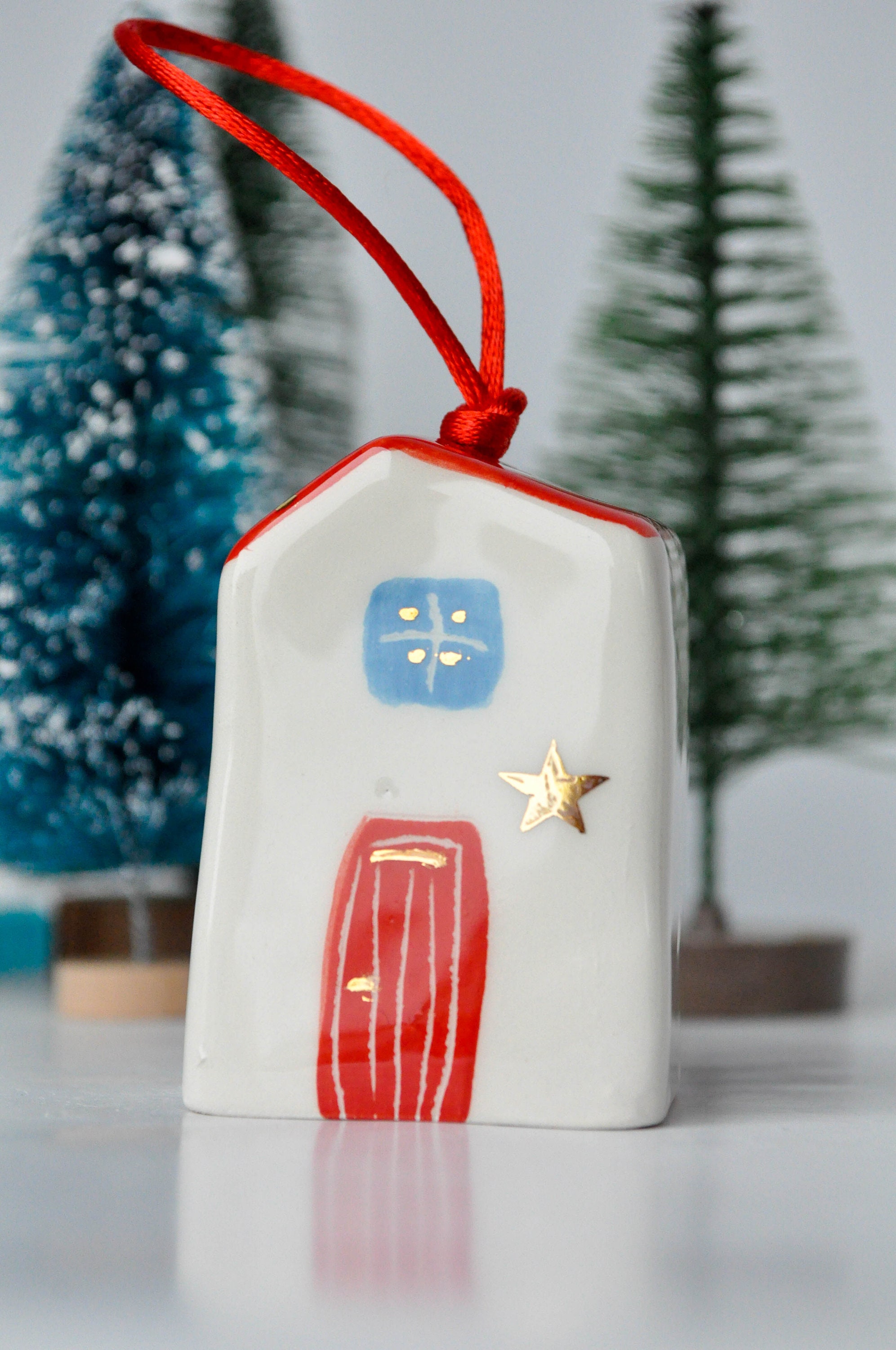 Ceramic Ornament house with Gold Ceramic houses First Home Etsy