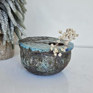 Handcrafted Blue Raku Bowl - Unique Studiovitezart Ceramics, Decorative Centerpiece, Artisanal Croatian Gift for Home