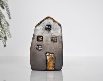 Beautiful house in Gray tones Raku fired Ceramic houses,  Architectural, raku pottery, Croatia, StudioVitezart