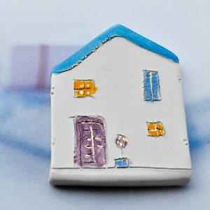 Fridge Ceramic Magnet House with a blue roof, Refrigerator magnets, Little clay house magnets, Kitchen magnets, Croatia, Studio Vitez art image 3