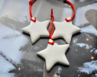 Ceramic Stars decore, MADE TO ORDER Christmas tree ornament, Set of 3,  Minimalist ceramic gift tags; Studiovitezart, Etsy, Croatia