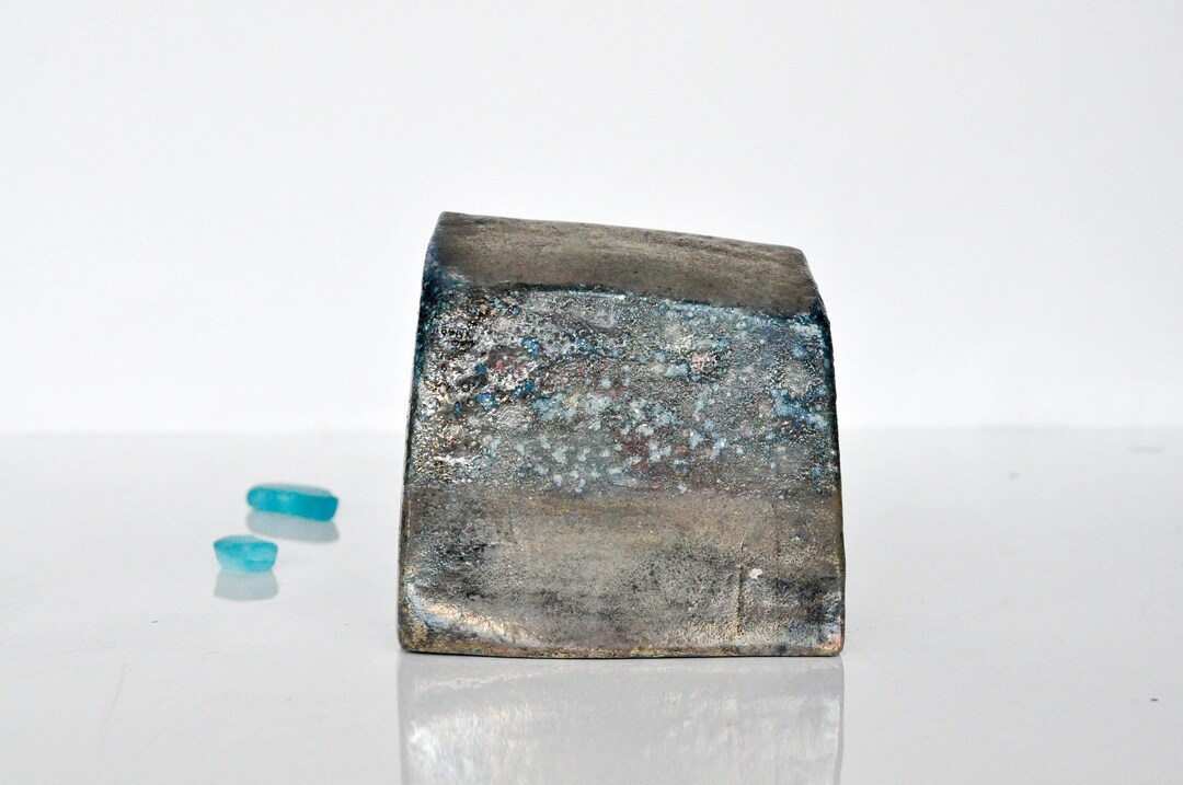 Studiovitezart Raku Ceramic House Golden Glow Handcrafted Holiday Decor