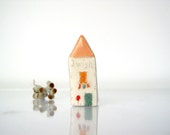 I WISH you are here - Clay House Sculpture- Handmade miniature ceramics figure, OOAK, Unique gift , Home decor