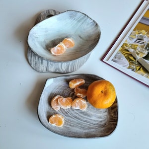 Elegant Handmade Ceramic Bowl Marble Gray & White, Versatile Serving Dish, Perfect Fruit Bowl or Table Centerpiece, Artisan Vitez Creation image 9