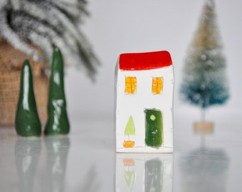 Handmade Christmas Pottery House, Collectible Ceramic Miniature house, Studio Vitez Art, Croatia