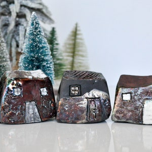 Miniature black house with golden glaze, Raku fired Ceramic houses, Architectural, raku pottery, Croatia, StudioVitezart, Raku and pottery image 7