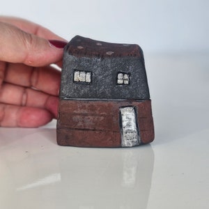 Raku Fired Ceramic Art House Handcrafted with White Windows Decorative Home Accent Unique Housewarming Gift from Vitez Art Croatia image 2