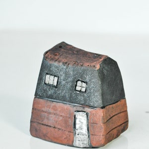 Raku Fired Ceramic Art House Handcrafted with White Windows Decorative Home Accent Unique Housewarming Gift from Vitez Art Croatia image 5