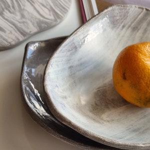 Elegant Handmade Ceramic Bowl Marble Gray & White, Versatile Serving Dish, Perfect Fruit Bowl or Table Centerpiece, Artisan Vitez Creation image 6