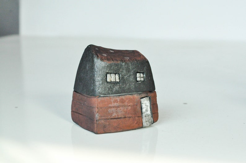 Raku Fired Ceramic Art House Handcrafted with White Windows Decorative Home Accent Unique Housewarming Gift from Vitez Art Croatia image 7