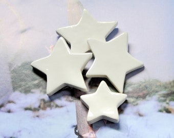 Star  ceramic magnets, set of 4, Glossy glazed stars fridge magnets, Refrigerator magnets,  Little clay house magnets, Kitchen magnets