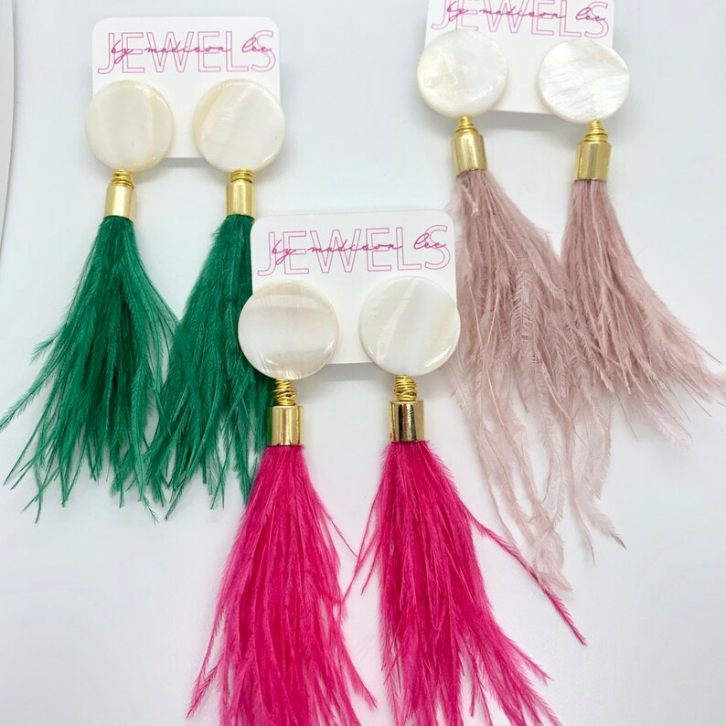 Turks Earrings Wire Wrapped Pearl Feather Tassel Earrings pink valentines day earrings