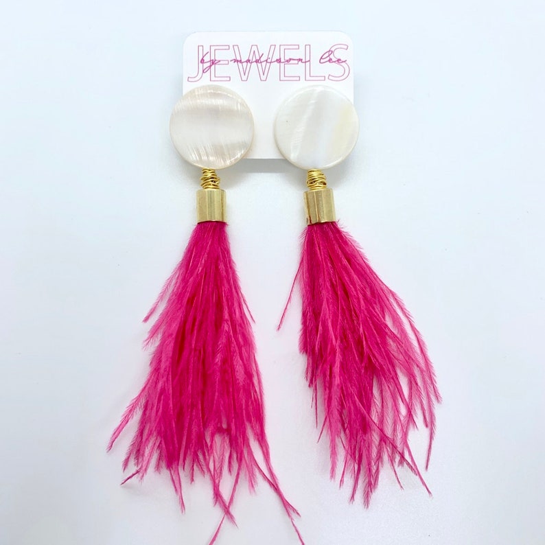 Turks Earrings Wire Wrapped Pearl Feather Tassel Earrings pink valentines day earrings
