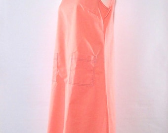 Orange Tent Dress 14, Navy Detailing, Vintage 1970s NPC Fashions Midi Large, Unworn
