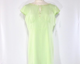 Sequined Party Dress 14, Vintage 1980s Bob Mackie Evening Wear L, Light Green Formal