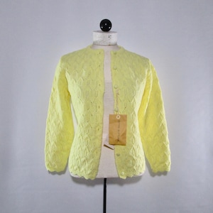Yellow Acrylic Cardigan NWT, Vintage 50s 60s Wintuk Button Up Sweater, Retro Button Down Jumper, Deadstock Clothing