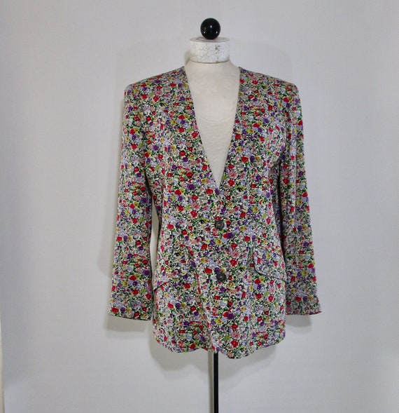 Floral Designer Jacket 8, Vintage 1980s liz claibo
