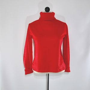 Red Turtleneck Sweater Medium, Vintage 1970s de Lanthe Pullover, Orion Acrylic T Neck MED, Minimalist Top
