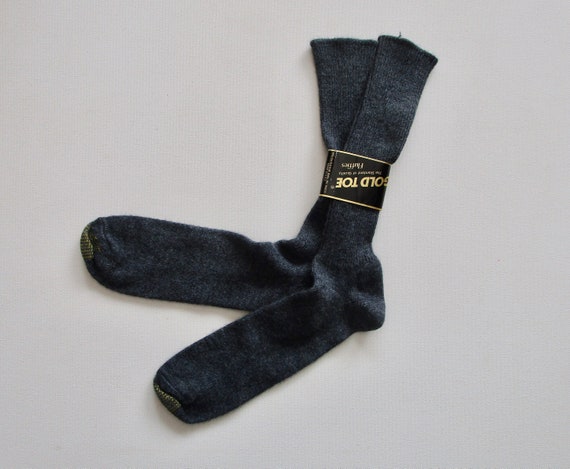 NIP, 1980s Gold Toe Ankle Socks, Vintage Charcoal… - image 2