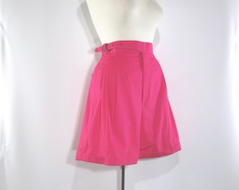Pink Cotton Cuffed Shorts 14, Vintage 1980s Adjustable Waist 4 Pockets, Unworn