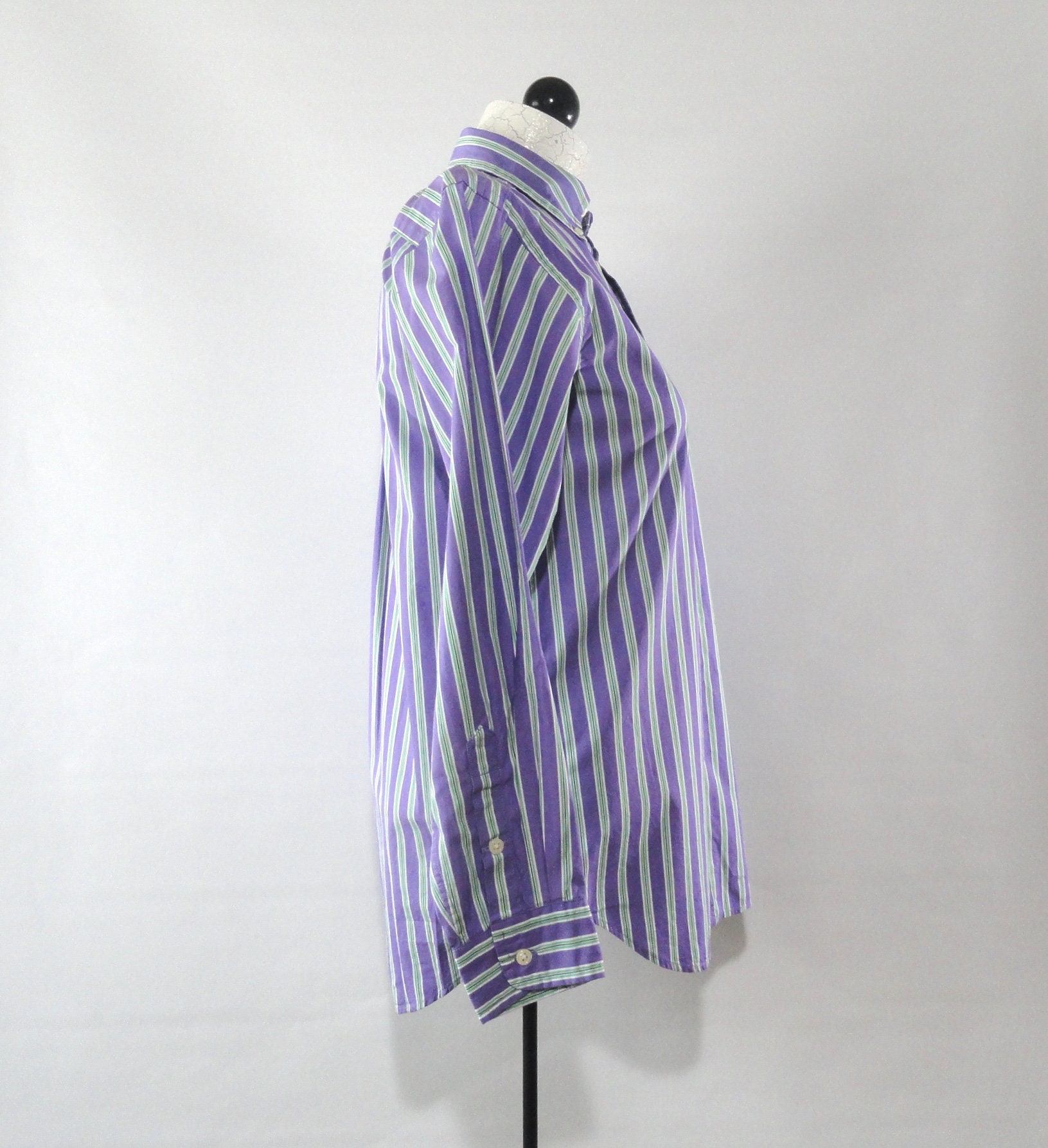 Sz L Purple Striped Ralph Lauren Shirt All Cotton Green - Etsy Australia