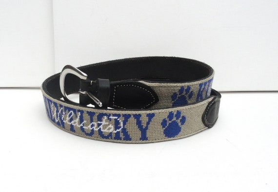 University of Kentucky Needlepoint Belt, UK Wildcats 