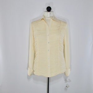 Ivory Silk Blouse 10 P, Vintage 80s 90s Talbots Formal Top, Mother of the Bride, Special Event Wear, Deadstock