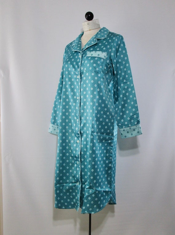 Unworn, Turquoise Floral Nightshirt Small, Vintag… - image 2