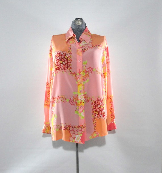 1980s Dianne Von Furstenberg Floral Silk Tunic in… - image 1