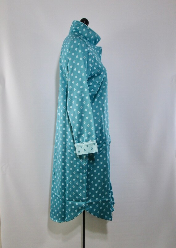 Unworn, Turquoise Floral Nightshirt Small, Vintag… - image 7