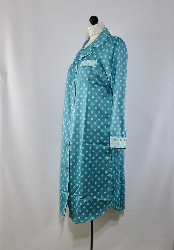 Unworn, Turquoise Floral Nightshirt Small, Vintag… - image 3