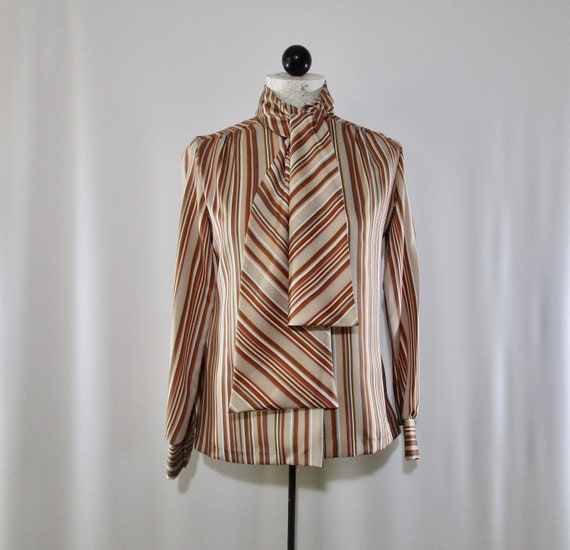 NWT, Multi Striped Tie Neck Top,  Alice Stuart Se… - image 1