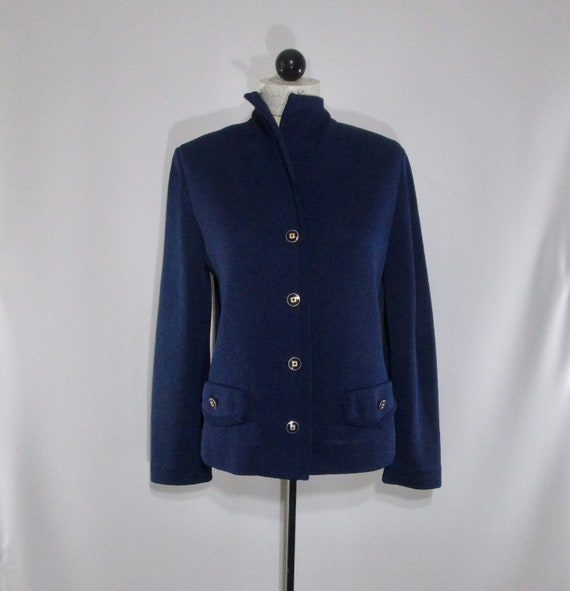 Navy Knit Jacket 8, Vintage 70s 80s Vintage Castle