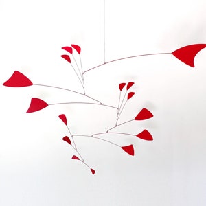 Red Callisto mobile, hanging mobile sculpture large art - all metal