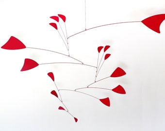 Red Callisto mobile, hanging mobile sculpture large  art