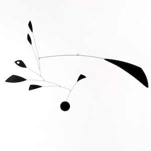 Large Black Hanging Mobile Sculpture - mid-century modern mobile art ALL METAL