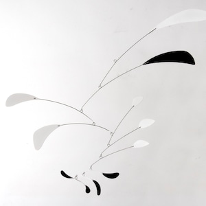 Mid-century Modern Mobile, Hanging Mobile Art Sculpture in Black and White, all metal mobile, perfect size, gift 28&quot; X 22&quot;