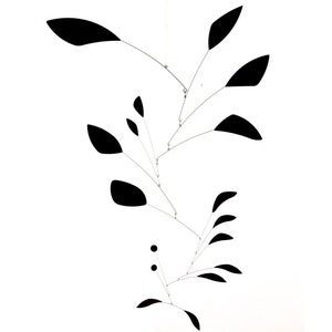 Large Black mobile, hanging mobile mid-century modern sculpture large black art 54 inches tall