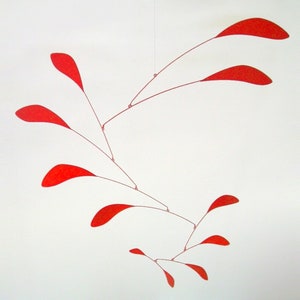 Red Fountain mobile, hanging mobile sculpture mid-century modern art