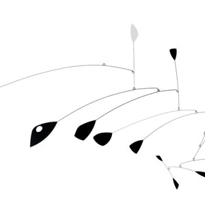 Large Black and White Hanging Mobile, mid-century modern hanging sculpture art