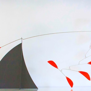 Orange and Black Mid-century modern Tabletop mobile stabile hanging mobile art sculpture kinetic