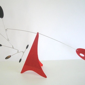 Mid-century modern Tabletop mobile stabile hanging mobile art sculpture black and red