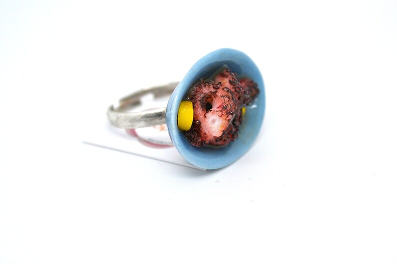 Greek traditional food ring Octapus Ring Greek fake food polymer clay ring Greek Ring