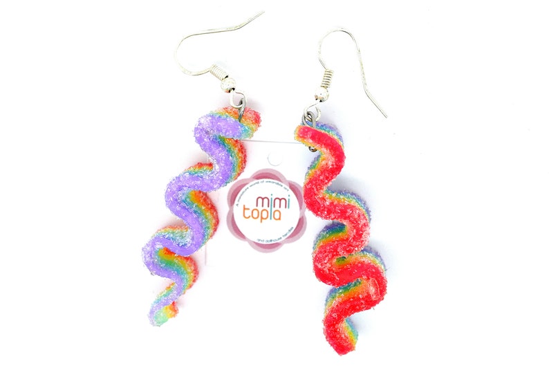 Ribbon candy earringsRainbow ribbon earringsRibbon gummy Etsy